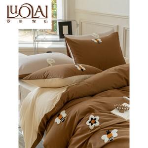 LUOLAI HOME Комплект постельного белья 4 предмета, простыня 150x200 см, пододеяльник 200x230 см, 2 наволочки 48x74 см