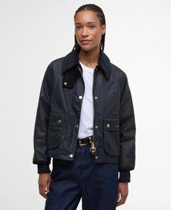 Вощеная куртка Barbour Cropped Beadnell, Navy/Classic