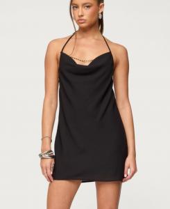 Женское мини-платье с открытой спиной и воротником-хомутом, украшенное бисером Edikted, Black