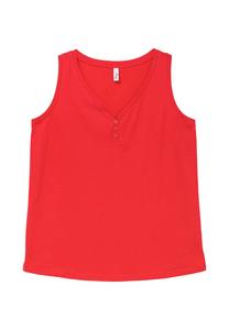 Майка с V-образным вырезом и декоративной планкой на пуговицах Sheego, красный