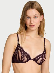 Деми-Бюстгальтер без подкладки с вышивкой и шнуровкой Very Sexy, embroidery winter wine