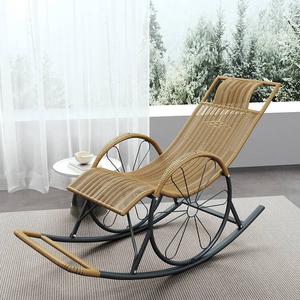 Yu Senyi Кресло-качалка из ротанга, вращающееся, для дома, взрослое, усиленное круглое плетение, шампань голд + коттон