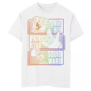 Футболка с радужным градиентом и рисунком «Губка Боб Квадратные Штаны» для мальчиков 8–20 лет «Патрик Сквидвард» Nickelodeon