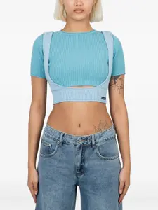 Топ в рубчик с вырезами House of Sunny, синий