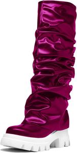 Женские ботильоны с платформой, закругленным носком и отворотом до середины икры, на массивном каблуке, с легким надеванием, модные, в форме акулы, для вечеринок Driceic, Rose