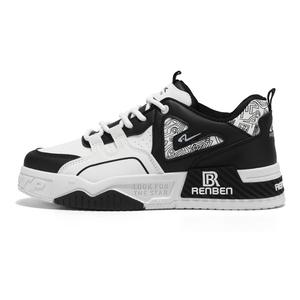 Нескользящие износостойкие низкие повседневные туфли для мужчин RENBEN, White Black