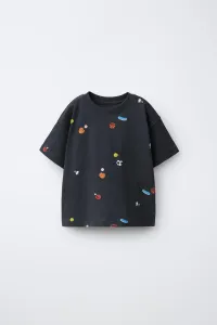 Футболка с принтом Zara, антрацитово-серый