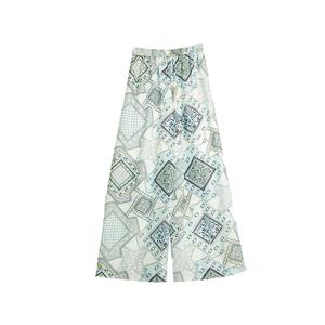 ELLE Повседневные брюки женские Blue Green тонкие широкие