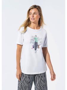 Рубашка из джерси со спущенными плечами белого цвета / цветная / с узором GOLDNER