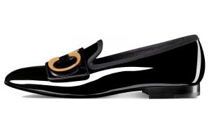 Диоровские лоферы женские черные с золотом Dior