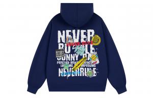 Толстовка Unisex Hooded Moderate Others NEVER RULE, темно-синий