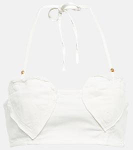 Кроп-топ из хлопка с декоративными элементами Blumarine, Bianco Naturale