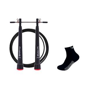 Скакалка для скоростных тренировок материал троса pvc стальной трос, материал рукоятки pvc для учеников LINING, черный