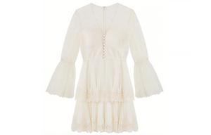 Self-portrait Женское платье с длинным рукавом цвета слоновой кости Self portrait