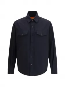 Рубашка с накладными карманами на пуговицах Cruna, синий