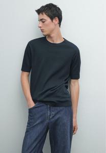 Футболка Massimo Dutti CREW NECK WITH RIBBED TRIMS, Dark Blue