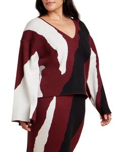 Женский свободный свитер крупной вязки больших размеров ELOQUII, Jagged edge cherry lacquer