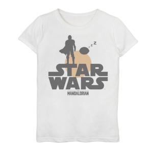 Футболка с логотипом и графическим рисунком «Звездные войны», «Мандалорец» для девочек 7–16 лет, также известная как «Малышка Йода», силуэт заката Star Wars