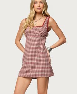 Женское мини-платье Clarren Lacey в клетку Edikted, Red