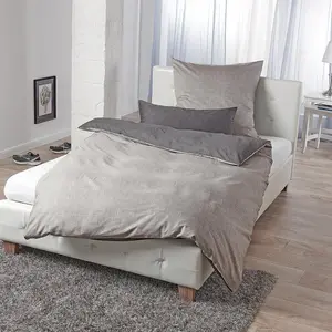 Двустороннее постельное белье Dream Sleep Mako-Satin, текстура 135x200 см + 80x80 см, темно-серый Traumschlaf