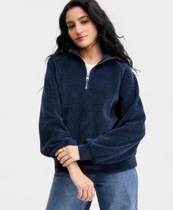 Детская толстовка в рубчик с застежкой-молнией на четверть длины Madden Girl, Navy Blazer