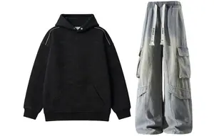 Повседневный худи Unisex Casual Sportswear X1617, черный sweatshirt fleece-lined+желтый mud pants