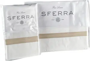 Охлаждающее, мягкое и дышащее постельное белье, комплект из 4 простыней King Size, белый / Песочный Sferra, белый/песочный