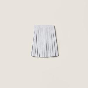 Плиссированная полосатая юбка из поплина MIU MIU, облачно-серый