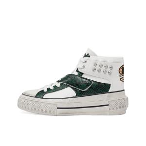 ASH Коллекция REPTICA Высокие скейтерские кроссовки женские бело-зеленые, цвет White/Green