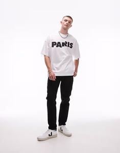 Эластичные зауженные джинсы черного цвета Topman