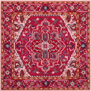 Ковер SAFAVIEH, 153 x 153 см, Bellagio Collection, красный и розовый, ручной работы медальон из шерсти, идеально для помещений с высокой проходимостью в гостиной, спальне (BLG546A)