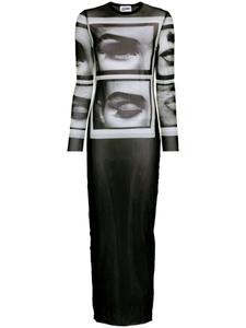 Jean Paul Gaultier сетчатое платье макси с принтом, черный