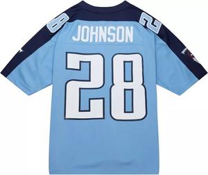 Мужская футболка Mitchell & Ness Tennessee Titans Chris Johnson № 28, синяя футболка 2009 г.
