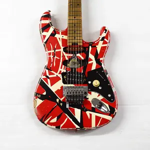 EVH Striped Series Frankie - Красно-бело-черные полосы, состаренный вид