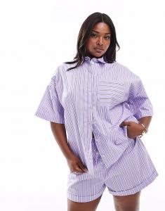 Рубашка свободного кроя в полоску Curve бренда в фиолетовую полоску Asos Curve