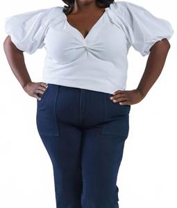 Топ Romy с V-образным вырезом - плюс сайз в оптическом белом Tanya Taylor