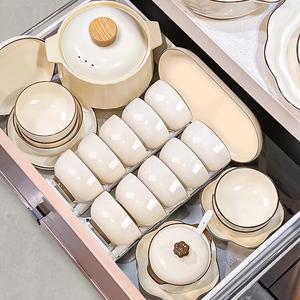 Luowei набор тарелок и мисок в кремовом стиле для дома, 2025 новый дизайн высокого качества, подглазурная цветная посуда, обеденная посуда для новоселья, Yubai Biesong Brown, 55 предметов