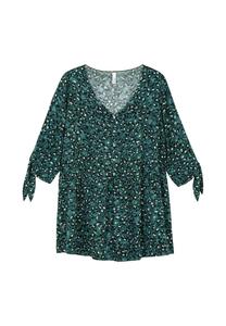 Широкая летящая туника с узлом Sheego, цвет Tiefgr_n Gemustert