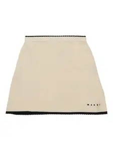 Юбка с фестонами Marni Kids, бежевый