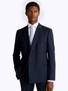 Стройный приталенный двубортный стрейч-пиджак Moss, Ink