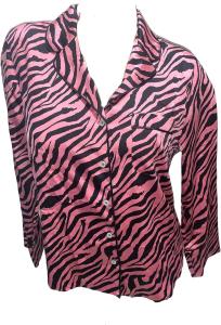 Пижамный топ Victoria's Secret Sleep, застегивающийся на пуговицы, с леопардовым принтом и принтом зебры, с длинным рукавом, цвет Rose Luster Zebra, новый, Multicolor