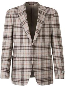 Клетчатый шерстяной блейзер Canali, нейтральный цвет