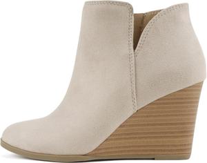 Soda Ability - ботильоны средней высоты с разрезом на голенище и молнией, танкетка с наклонным каблуком, Clay