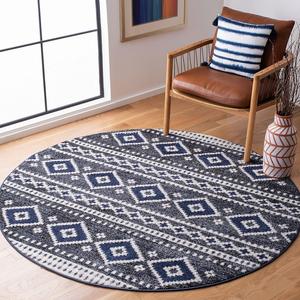 Ковер SAFAVIEH, 183 x 183 см, Adirondack Collection Dark Grey/Ivory ADR277H Boho Tribal Non-Shedding для столовой, прихожей, гостиной, спальни