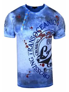 Футболка с круглым вырезом и принтом по всей передней части светло-голубого цвета Rusty Neal