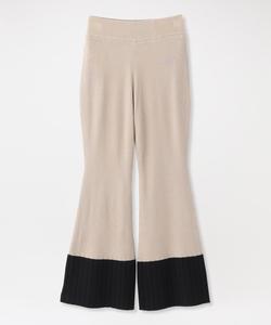 Двухцветные расклешенные трикотажные брюки Loveless, цвет Beige 3