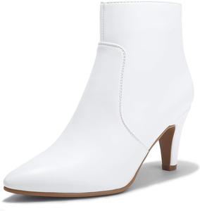 Женские ботильоны FOWT с заостренным носком и боковой молнией, невысокий каблук, демисезонные и зимние повседневные офисные туфли, размеры 4-16 US, White