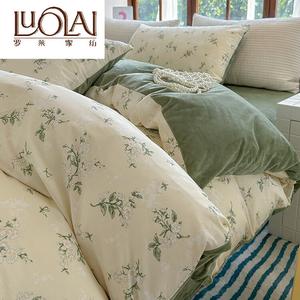 LUOLAI HOME Комплект постельного белья, 4 предмета, 180 см, простыня, хлопок, вельвет, цвет Tea Ceremony, MR Cotton Velvet