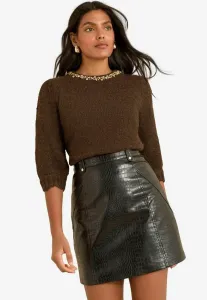 Юбка прямого кроя а-силуэта Love & Roses, Black Crocodile Print