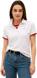 Женское поло Tommy Hilfiger Classic Fit - ультрамягкий эластичный хлопок белого цвета, White